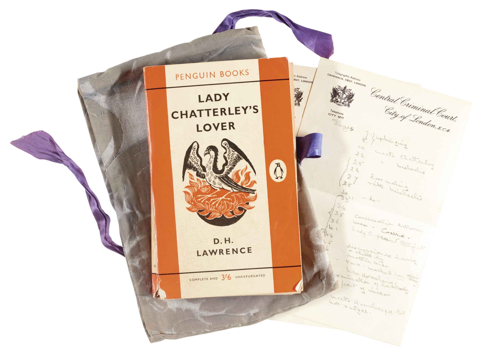 Exemplar raro e anotado de Lady Chatterley's Lover usado no julgamento de 1960.